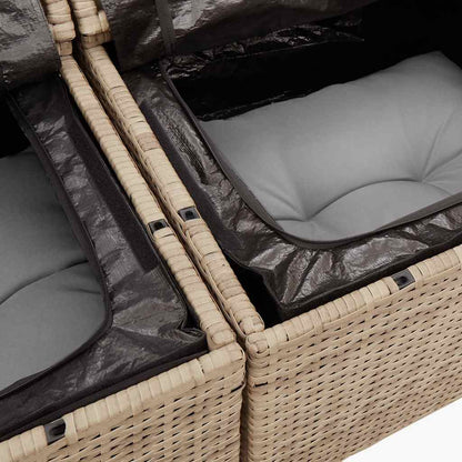 15 Piece Garden Sofa Set with Cushions Beige Poly Rattan - Outdoor Comfort