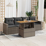 5 Piece Garden Sofa Set with Cushions Beige Poly Rattan - Outdoor Comfort