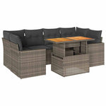 Garden Sofa Set with Cushions Modular Sofa 7 Piece Grey Poly Rattan  - Outdoor