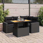 Garden Sofa Set with Cushions Modular Sofa 5 Piece Black Poly Rattan - Relax in Style