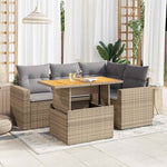 Garden Sofa Set with Cushions Modular Sofa 5 Piece Beige Poly Rattan - Outdoor Relaxation