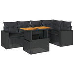 Garden Sofa Set with Cushions Modular Sofa 6 Pcs Black Poly Rattan - Elegant & Comfortable