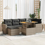 7 Pcs Garden Sofa Set with Cushions Grey - Sleek