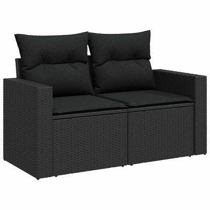8 Piece Garden Sofa Set with Cushions Black Poly Rattan - Stylish & Versatile - 55×53×34cm
