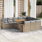 11 Piece Garden Sofa Set with Cushions Beige Poly Rattan - Outdoor Comfort