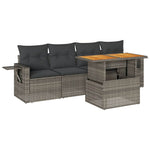 Garden Sofa Set with Cushions Modular Sofa 5 Piece Grey Poly Rattan Relax Outdoors