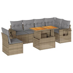 Garden Sofa Set with Cushions Modular Sofa 7 Piece Beige Poly Rattan  - Elegant & Versatile