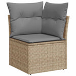 Garden Sofa Set with Cushions Modular Sofa 7 Piece Beige Poly Rattan  - Elegant & Versatile