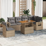 Garden Sofa Set with Cushions Modular Sofa 7 Piece Beige Poly Rattan  - Elegant & Versatile