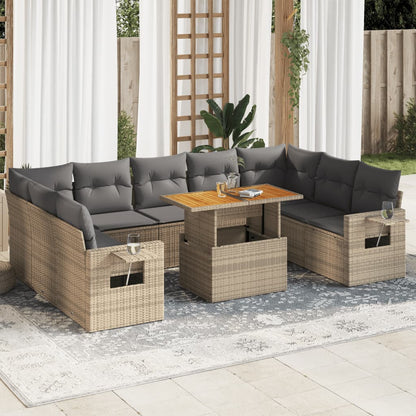 Garden Sofa Set with Cushions Modular Sofa 10 Piece Grey Poly Rattan - 62×62×69cm