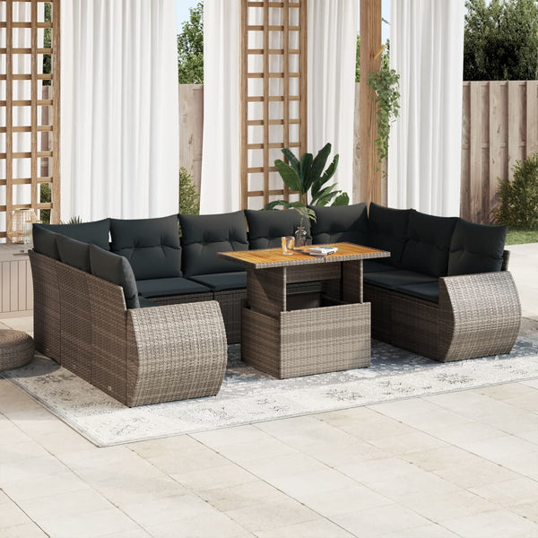  Garden Sofa Set with Cushions Modular Sofa 10 Piece Beige Poly Rattan - Modern Comfort