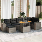 8 Piece Garden Sofa Set with Cushions Grey Poly Rattan - Outdoor Comfort