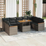 10 Piece Garden Sofa Set with Cushions Grey Poly Rattan - Outdoor Luxury