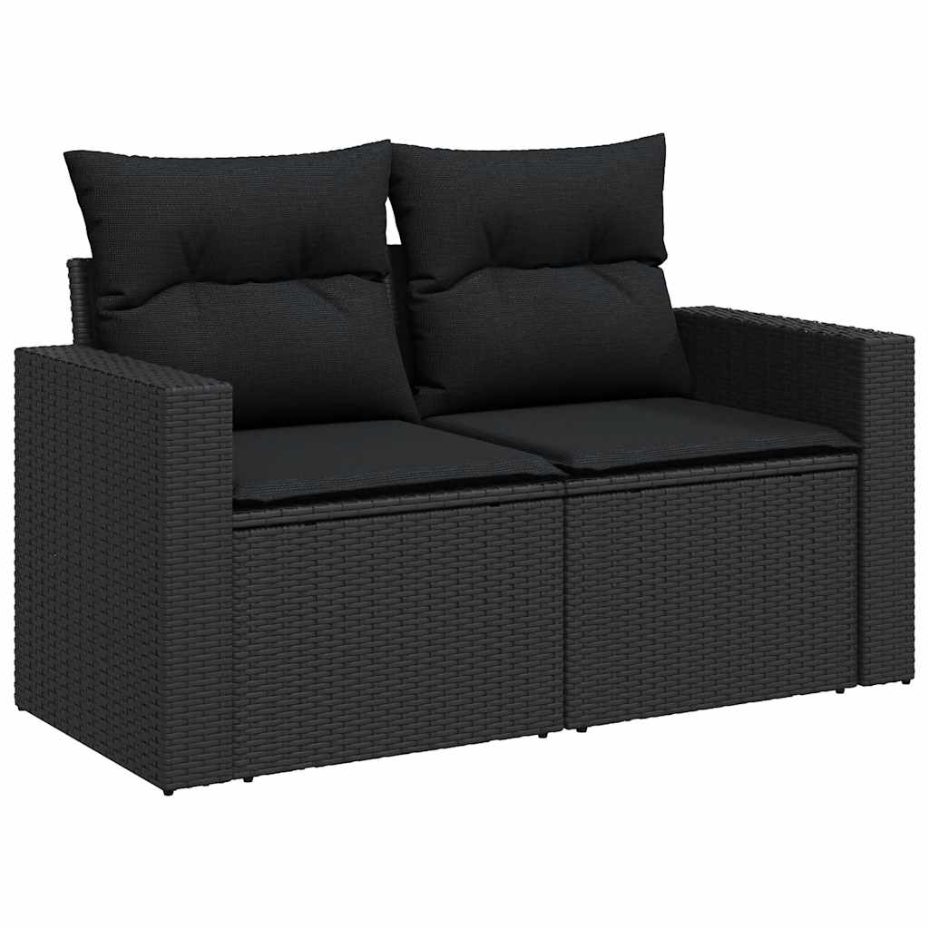 8 Piece Garden Sofa Set with Cushions Black Poly Rattan - Stylish & Versatile - 62×62×69cm