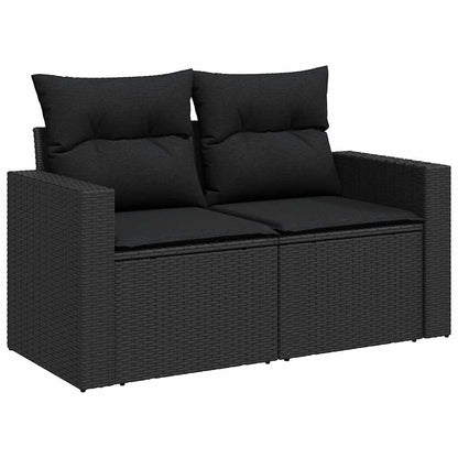 8 Piece Garden Sofa Set with Cushions Black Poly Rattan - Stylish & Versatile - 62×62×69cm