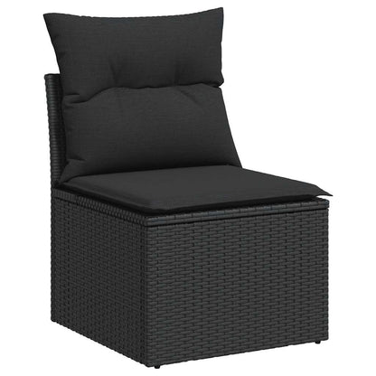 8 Piece Garden Sofa Set with Cushions Black Poly Rattan - Stylish & Versatile - 62×62×69cm