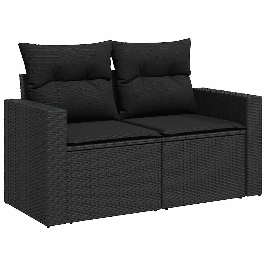 9 Piece Garden Sofa Set with Cushions Black Poly Rattan - Stylish & Versatile - 62×62×69cm