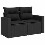 9 Piece Garden Sofa Set with Cushions Black Poly Rattan - Stylish & Versatile