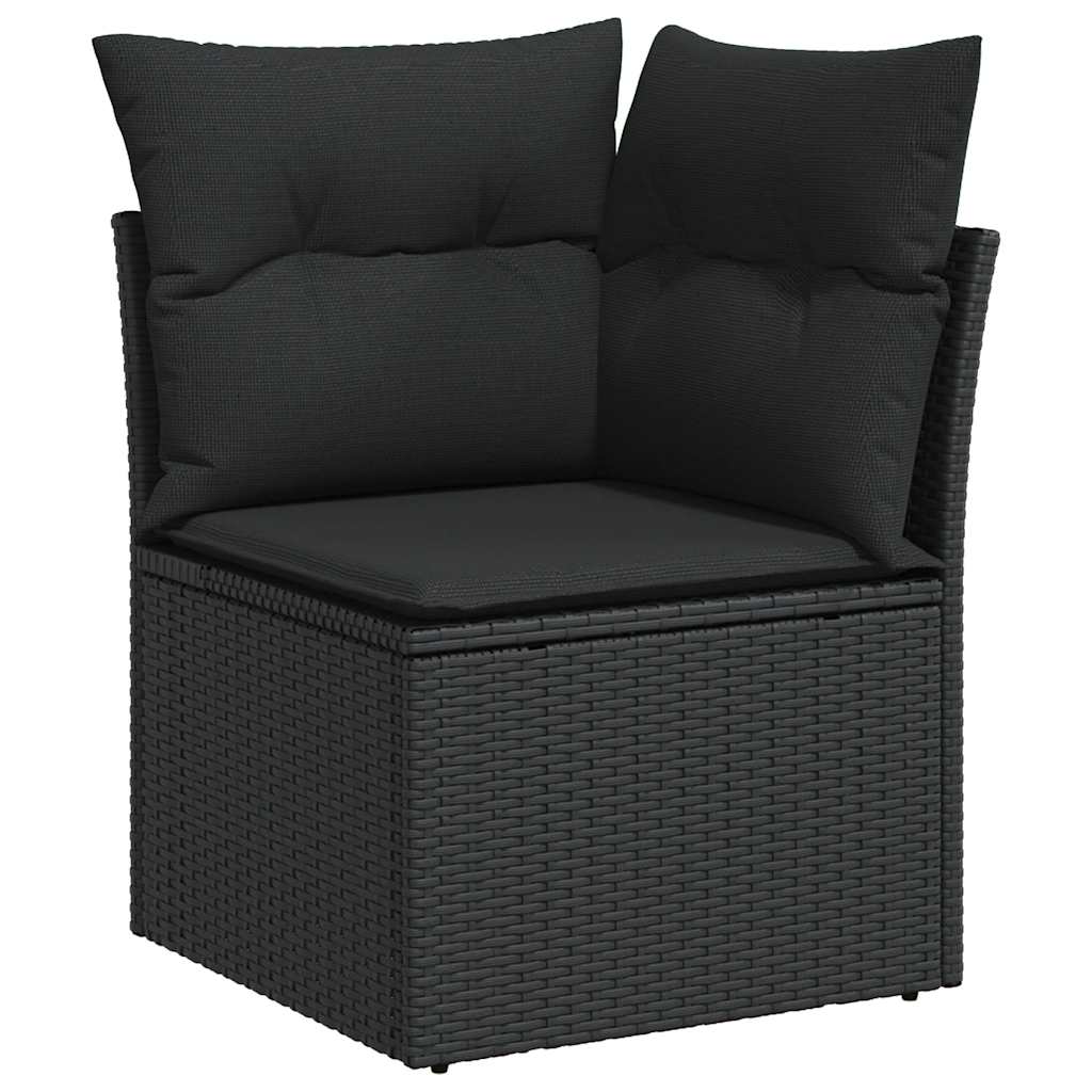 9 Piece Garden Sofa Set with Cushions Black Poly Rattan - Stylish & Versatile - 62×62×69cm