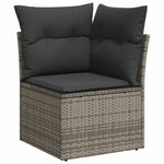 9 Piece Garden Sofa Set with Cushions Grey Poly Rattan - Outdoor Comfort