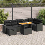 5 Piece Garden Sofa Set with Cushions Black Poly Rattan - Versatile and Stylish