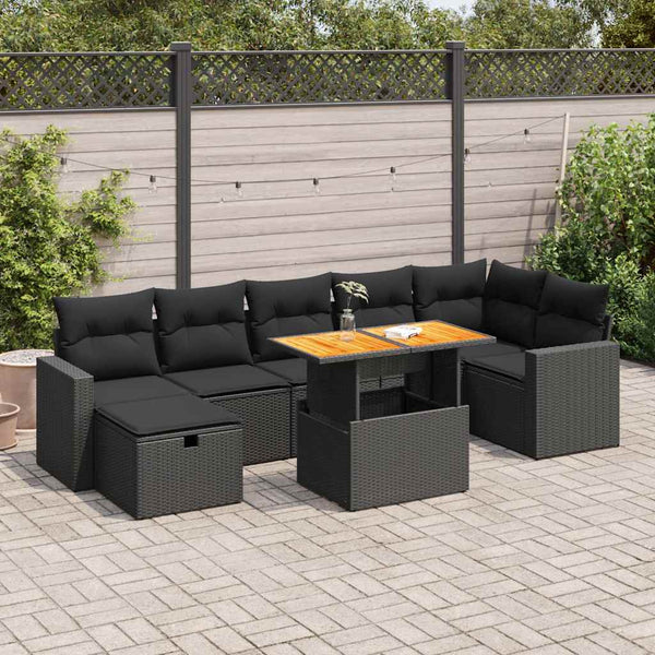  5 Piece Garden Sofa Set with Cushions Black Poly Rattan - Versatile and Stylish