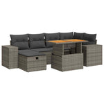 8 Piece Garden Sofa Set with Cushions Poly Rattan Acacia - Outdoor Comfort