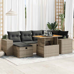 8 Piece Garden Sofa Set with Cushions Poly Rattan Acacia - Outdoor Comfort