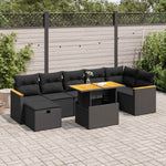 5 Piece Garden Sofa Set with Cushions Black Poly Rattan - Versatile and Stylish