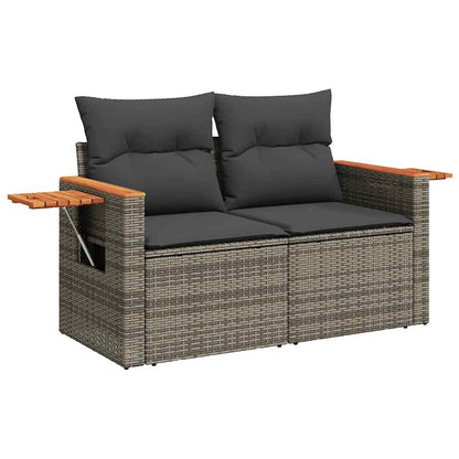 6 Piece Garden Sofa Set with Cushions Grey Poly Rattan - Durable & Chic