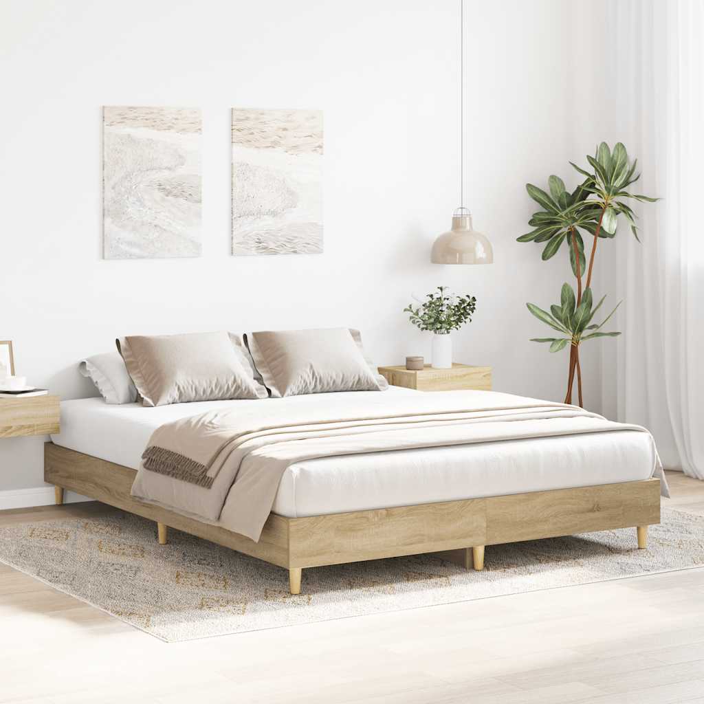 Queen Bed Frame Sonoma Oak Engineered Wood | HomeAndLiving