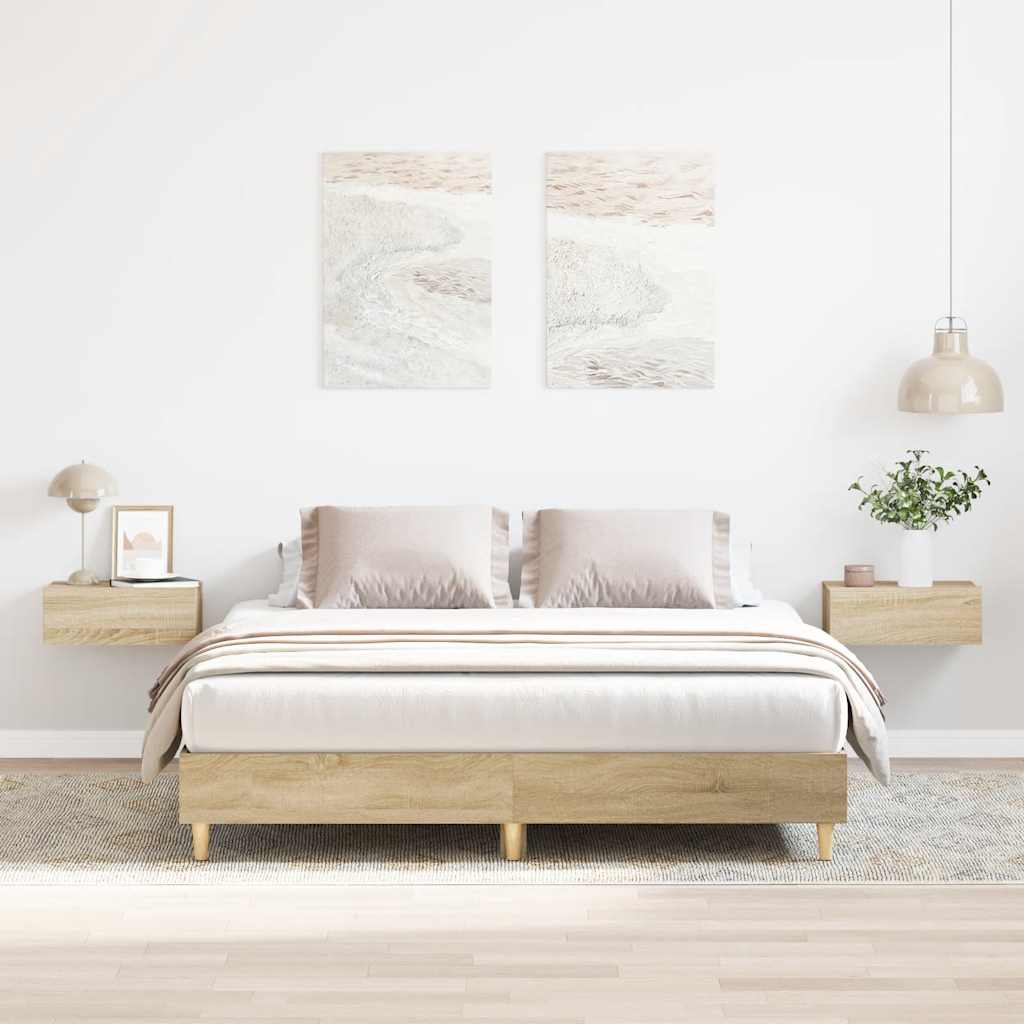 Queen Bed Frame Sonoma Oak Engineered Wood | HomeAndLiving