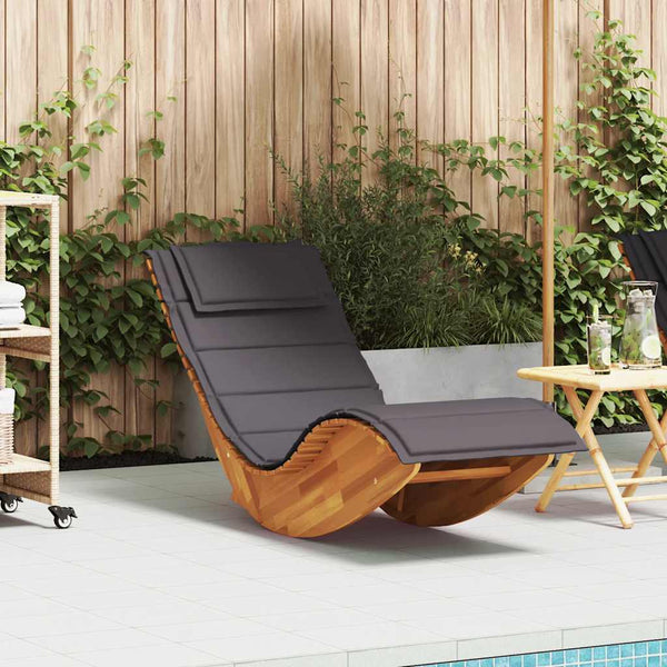  Refined Rocking Sun Lounger with Cushion Indoor Outdoor Use Evening