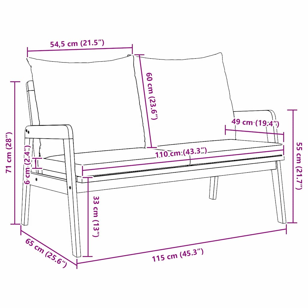 Decorative Garden Bench with Cushion Oil Garden Gathering Garden Leisure 