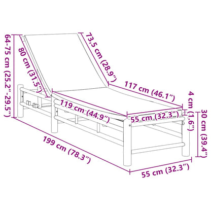 Versatile Sun Lounger with Cushions 55x199x30 Home Use Evening 