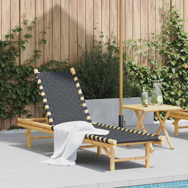  Durable Sun Lounger with Black Woven Home Use Modern Living