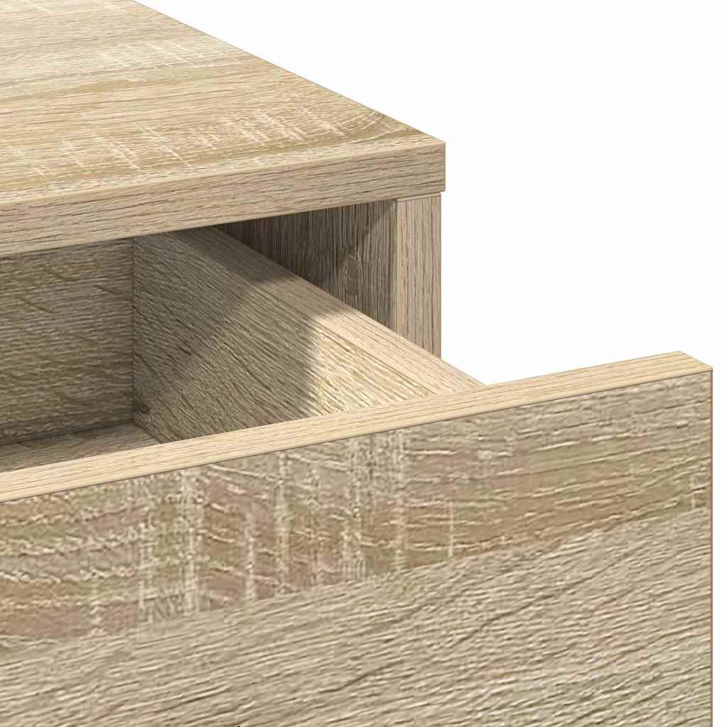 Brown Dressing Table with LED Lights Drawer Shelf Engineered Wood Makeup Vanity Unit