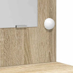 Brown Dressing Table with LED Lights Drawer Shelf Engineered Wood Makeup Vanity Unit
