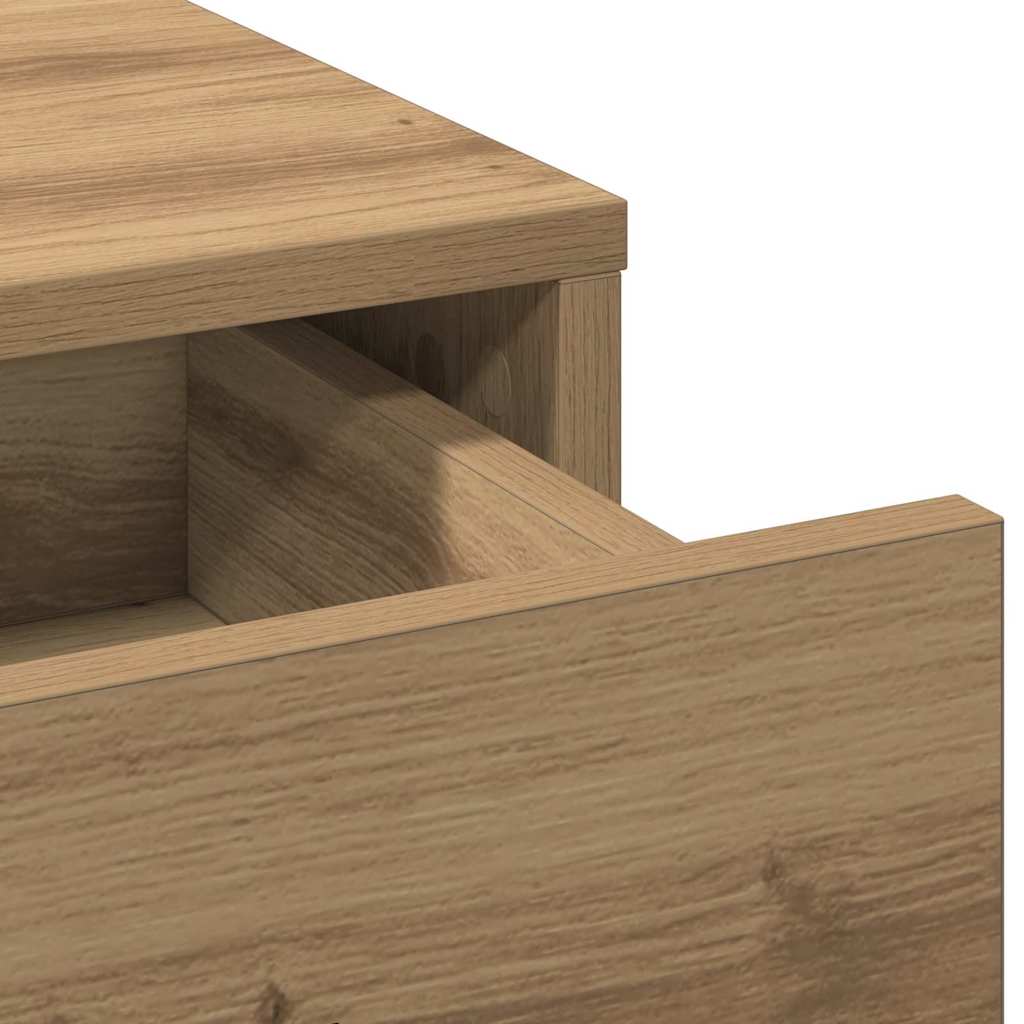 Dressing Table with LED Lights Drawer Shelf Engineered Wood Makeup Vanity Desk Brown