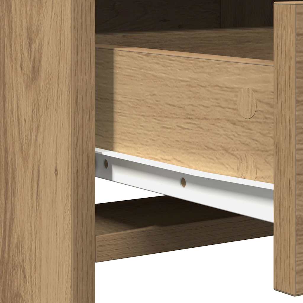 Dressing Table with LED Lights Drawer Shelf Engineered Wood Makeup Vanity Desk Brown