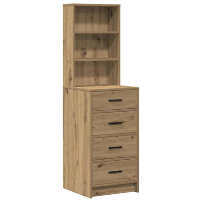 Dressing Table with LED Lights Drawer Shelf Engineered Wood Makeup Vanity Desk Brown