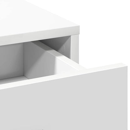 White Dressing Table Set 2 Piece LED Lights Drawer Engineered Wood Vanity Unit