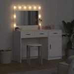 White Dressing Table Set 2 Piece LED Lights Drawer Engineered Wood Vanity Unit
