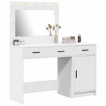 White Dressing Table Set 2 Piece LED Lights Drawer Engineered Wood Vanity Unit