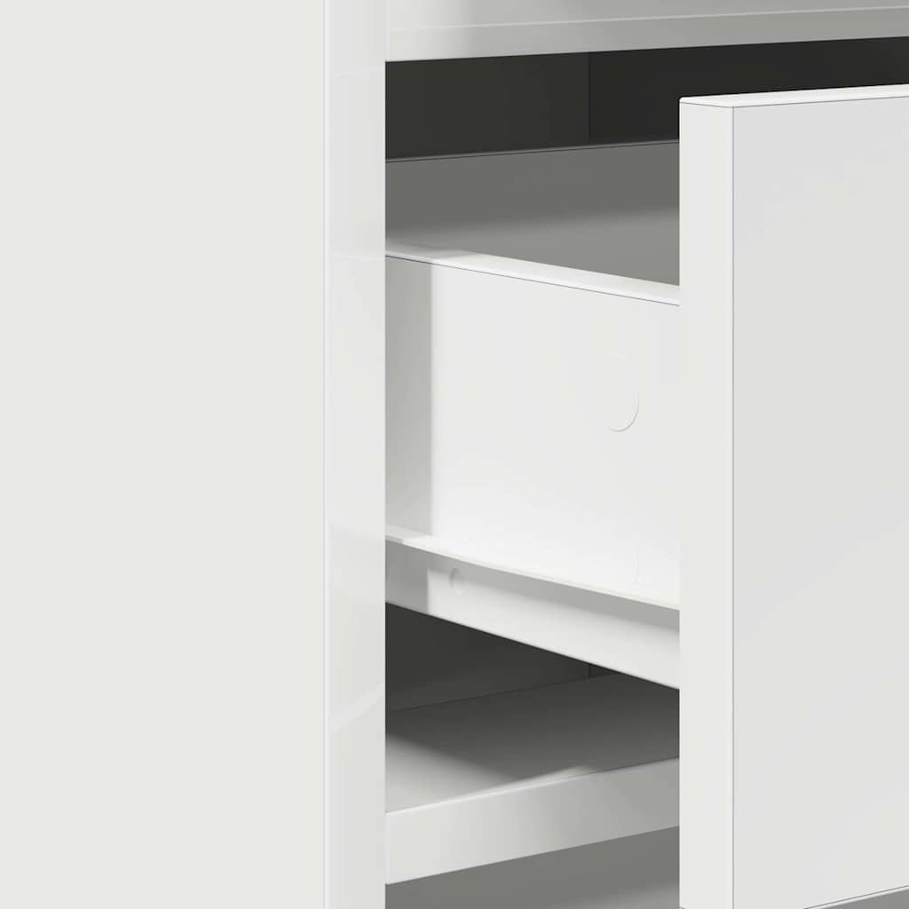 White Dressing Table Set 2 Piece LED Lights Drawer Engineered Wood Vanity Desk