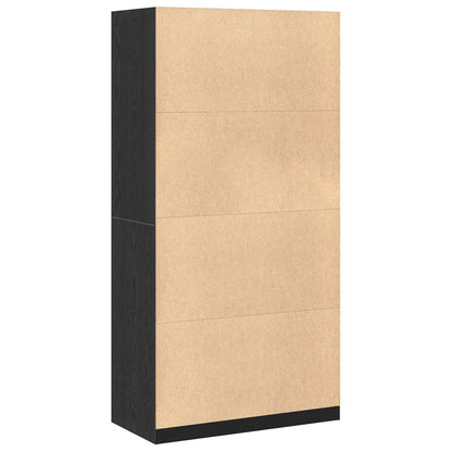 Wardrobe Cabinet with Shelf Black Oak Engineered Wood Clothes Storage Organizer
