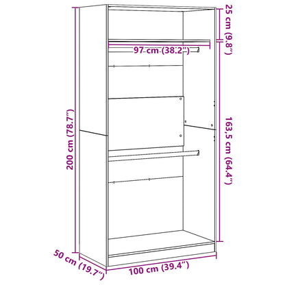 Wardrobe Cabinet with Shelf Black Oak Engineered Wood Clothes Storage Organizer