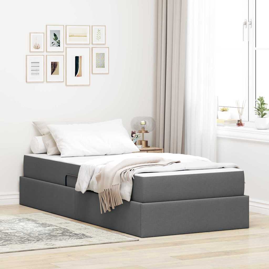 Single Dark Grey Polyester Bed with Under-Bed Storage