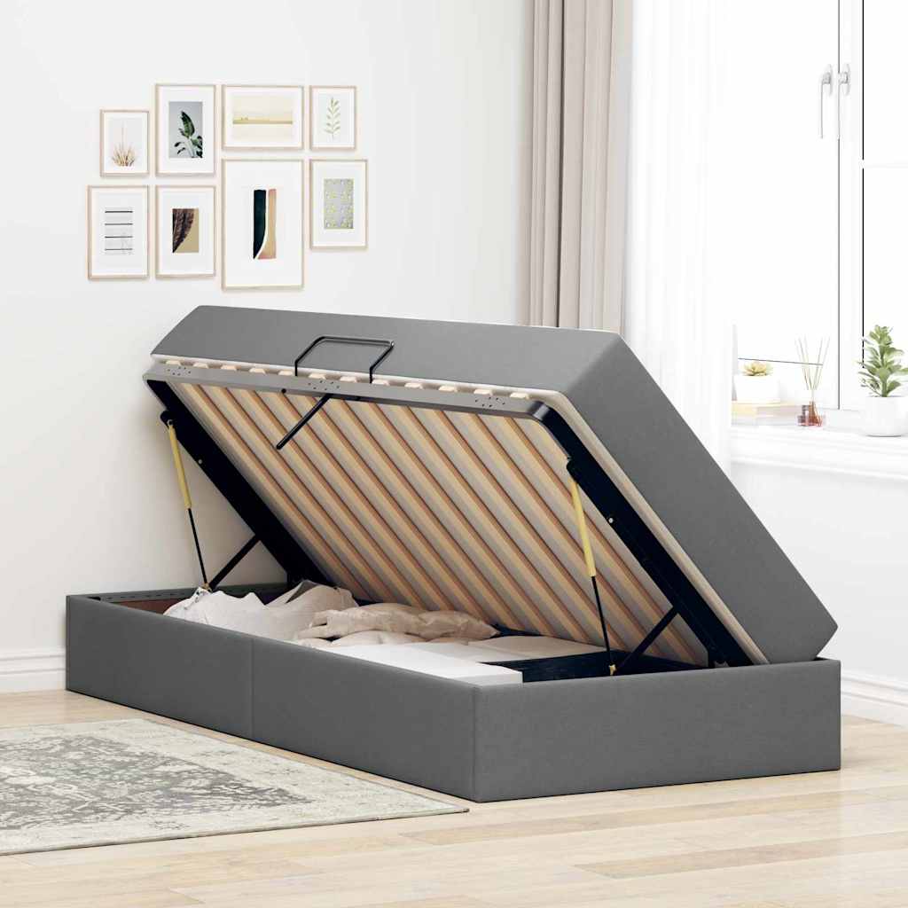Single Dark Grey Polyester Bed with Under-Bed Storage