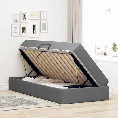 Single Dark Grey Polyester Bed with Under-Bed Storage